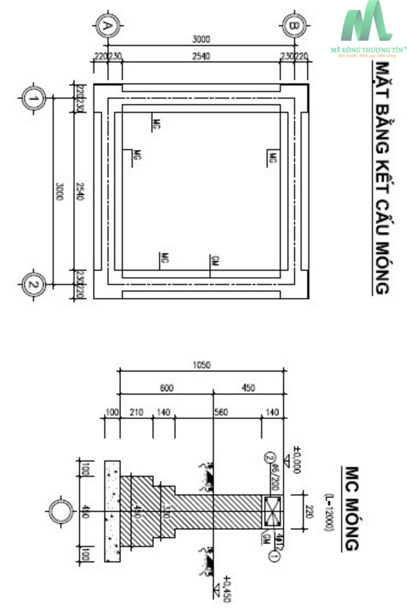 Ảnh 5: Hình vẽ mô tả móng đơn móng băng để tính chi tiết