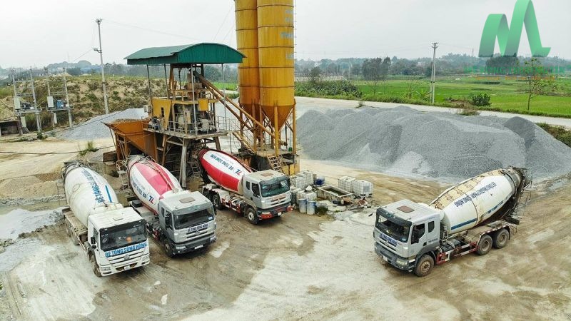Bãi trộn bê tông với công suất lớn